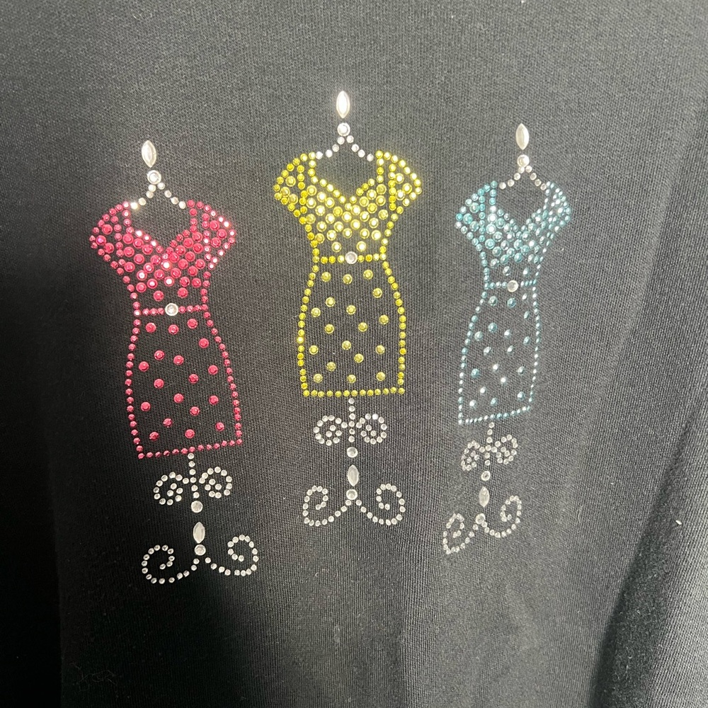 Quacker Factory Rhinestone Mannequins Top Shirt Women’s Plus Size 1X - Picture 2 of 6